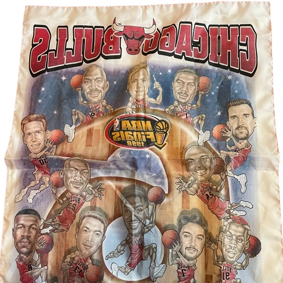 Vintage Chicago Bulls 1998 Championship Flag Banner Caricature NBA Finals Jordan - Picture 14 of 16